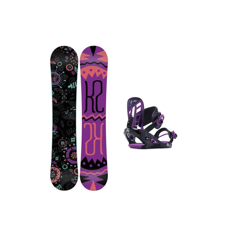 K2 Snowboard PACK kandi + FIX KAT S 2015 planche complete