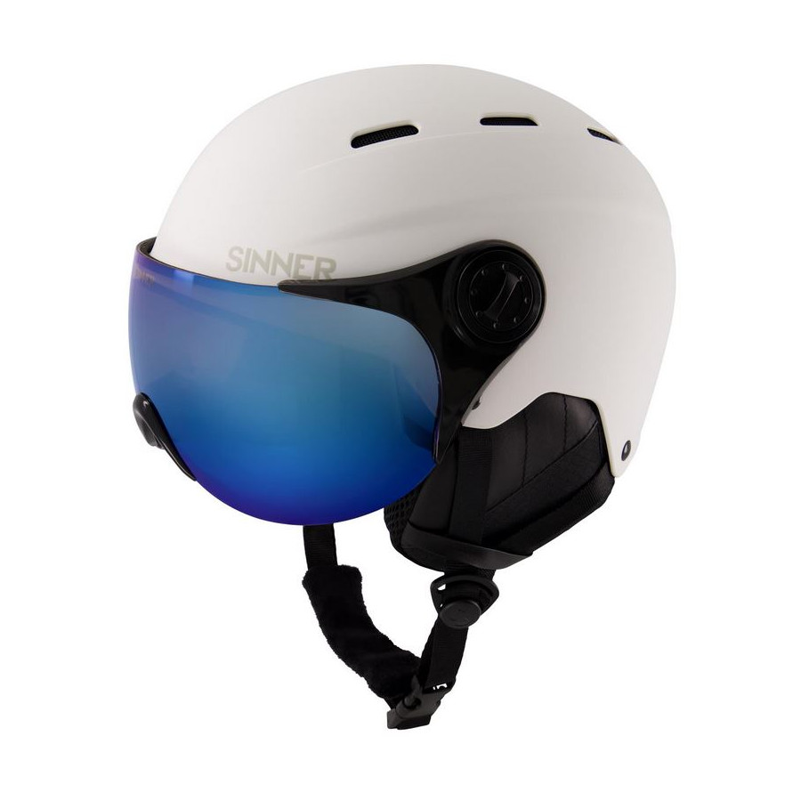 Casque Sinner Typhoon visor  matte white écran blue cat 2